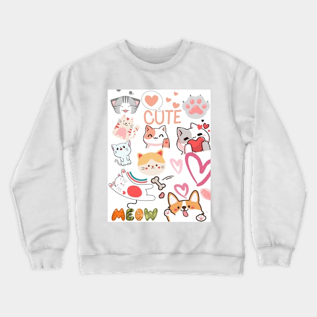 Cat Graphic Crewneck Sweatshirt by GoodyL